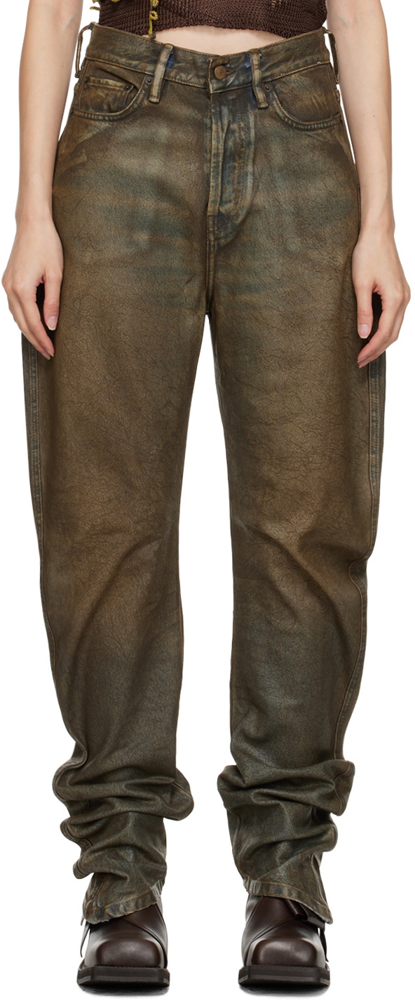 Acne Studios Brown Coated Jeans Acne Studios