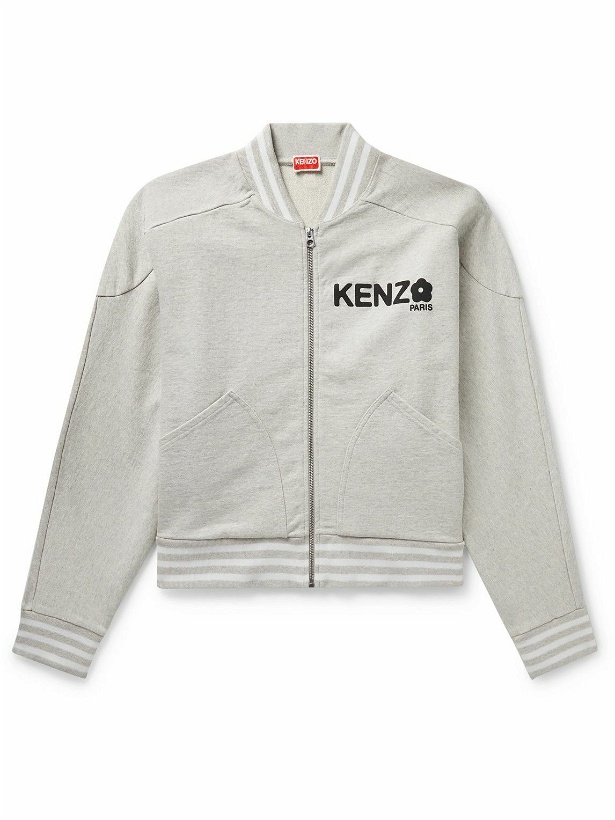 Photo: KENZO - Logo-Print Cotton-Jersey Bomber Jacket - Gray