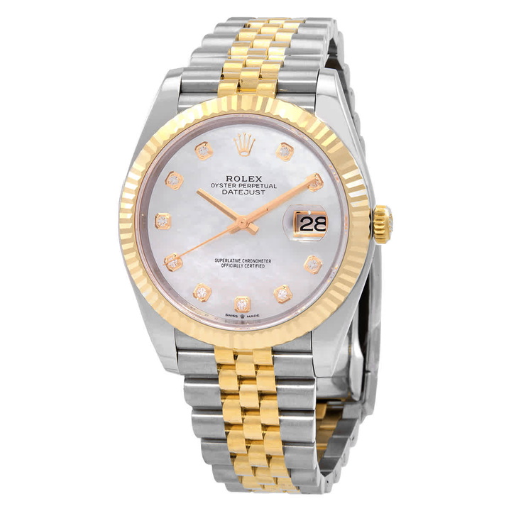 Photo: Rolex Datejust 41 Automatic Diamond White Mother of Pearl Dial Watch 126333WDJ