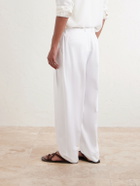 Dolce&Gabbana - Straight-Leg Pleated Cotton-Twill Trousers - White