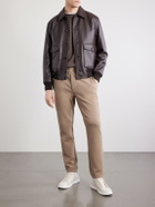 Zegna - Straight-Leg Honeycomb-Knit Cotton, Wool and Silk-Blend Sweatpants - Brown