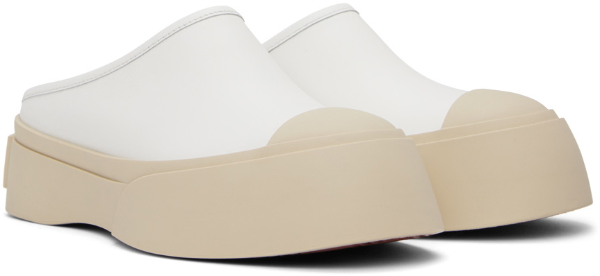 Marni White Leather Pablo Slippers