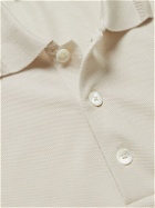Ermenegildo Zegna - Silk and Cotton-Blend Piqué Polo Shirt - Neutrals