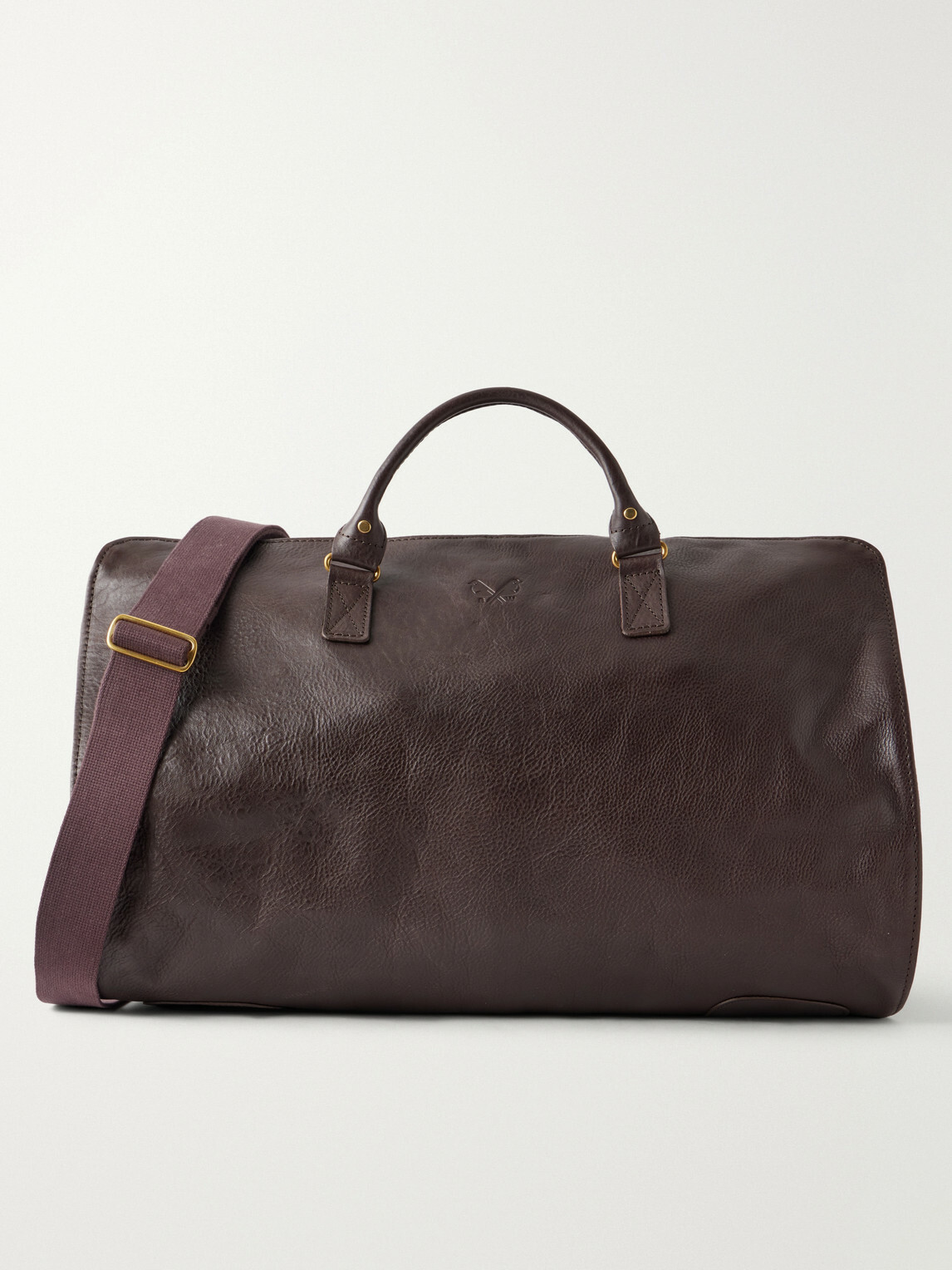 Bennett Winch - S.C. Holdall Convertible Full-Grain Leather and Cotton-Twill Weekend Bag - Brown