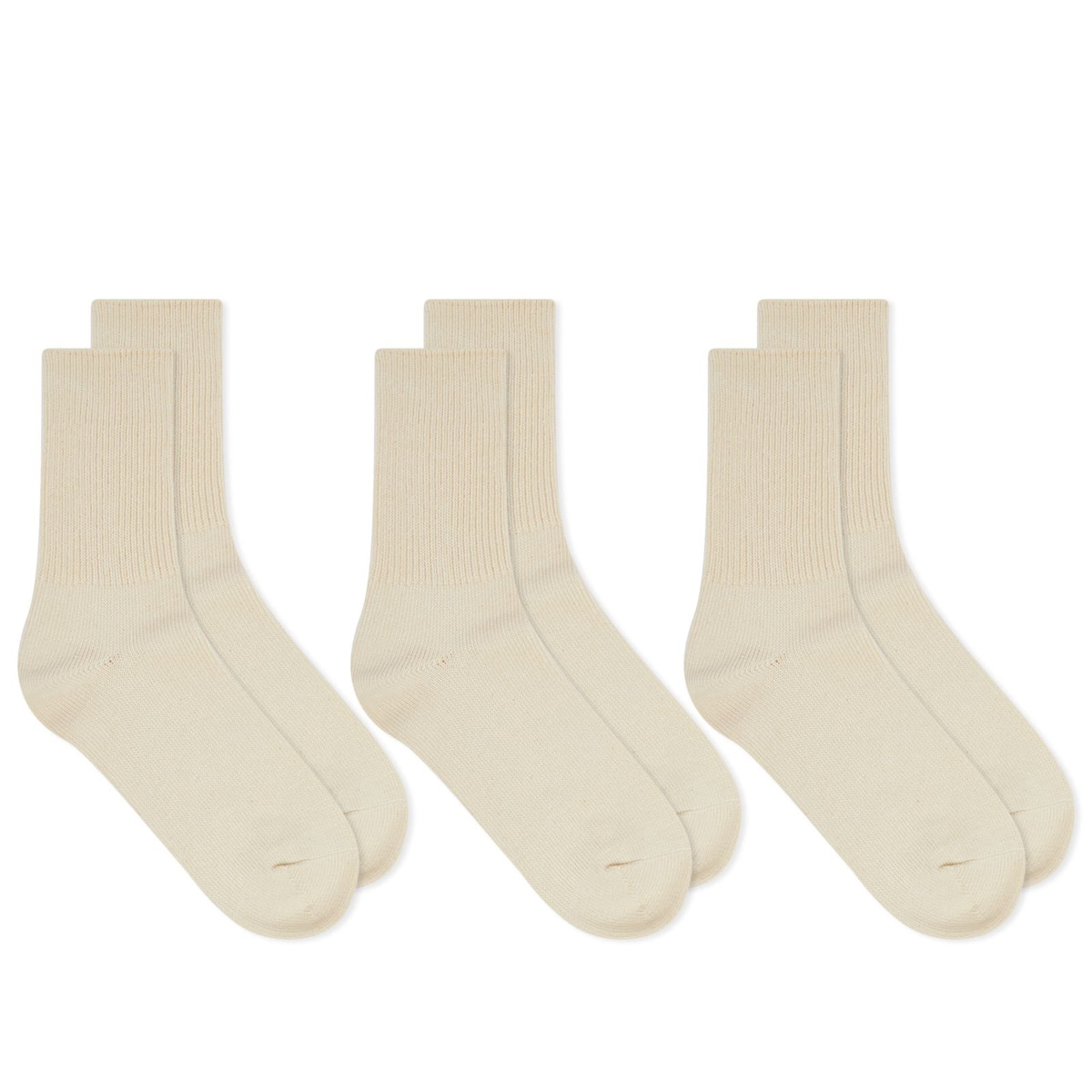 RoToTo Organic Daily Ribbed Crew Sock - 3 Pack in Ecru