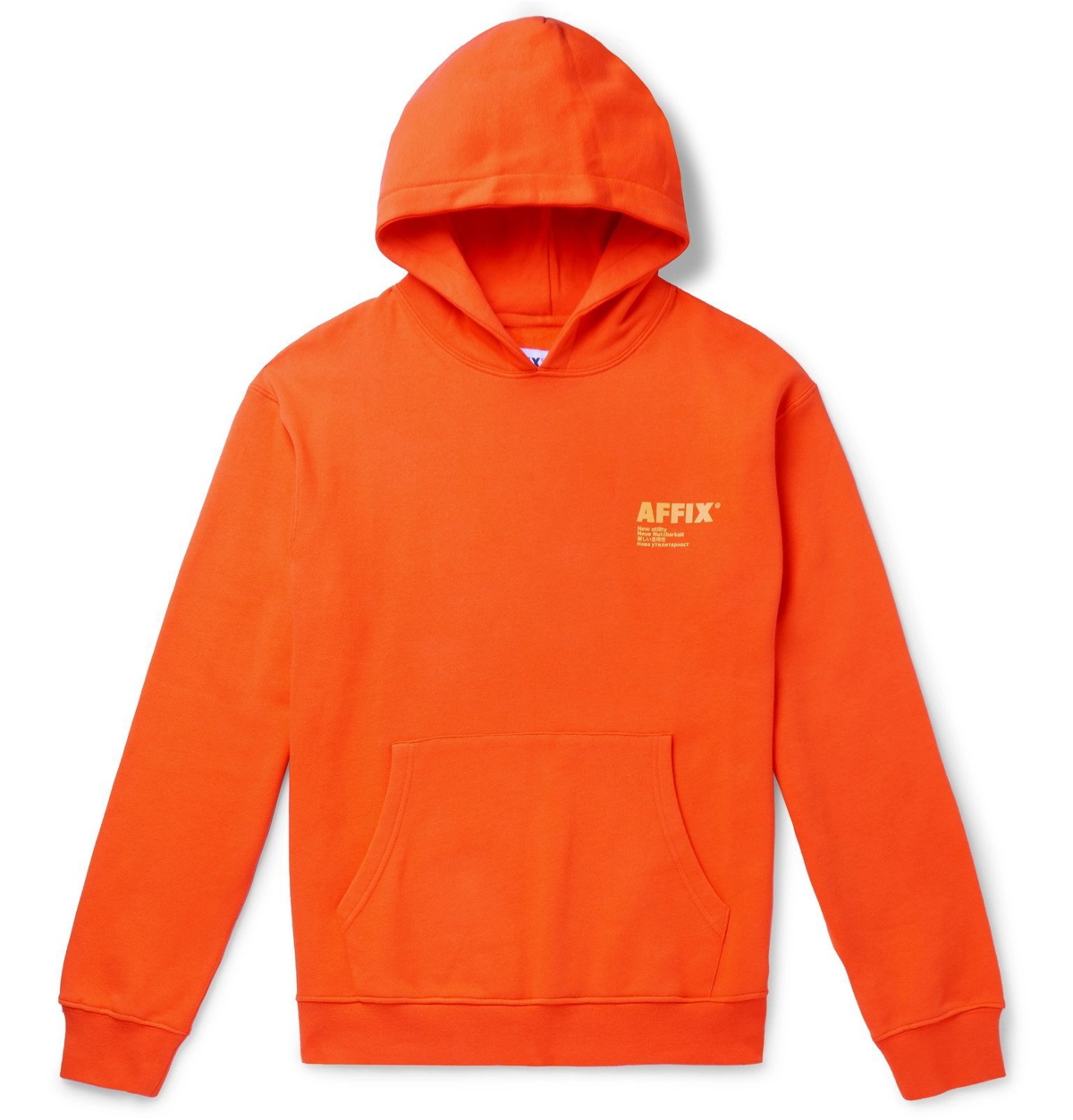 Photo: AFFIX - Logo-Print Fleece-Back Cotton-Jersey Hoodie - Orange