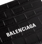 BALENCIAGA - Logo-Print Croc-Effect Leather Cardholder - Black