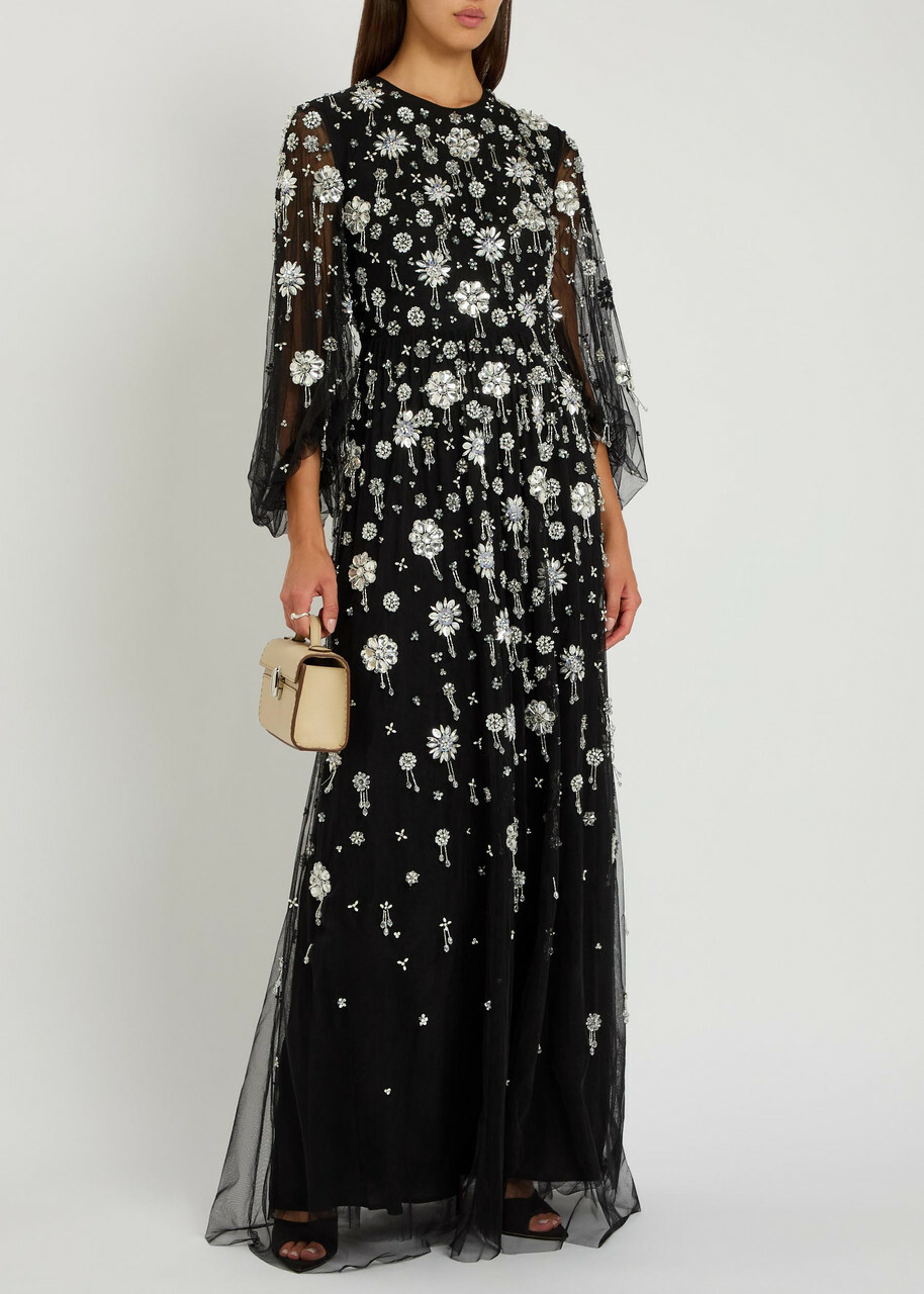 Huishan Zhang Micheline Crystal-embellished Tulle Gown Black
