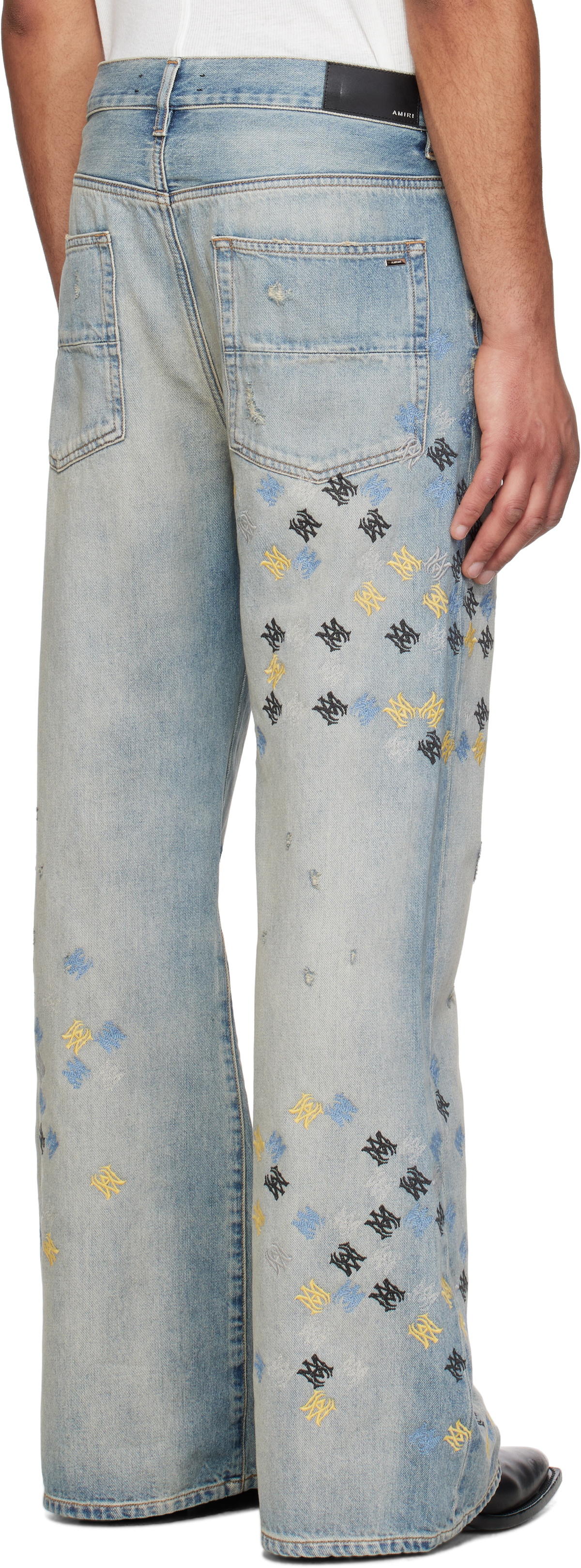 AMIRI Blue MA Quad Embroidered Flare Jeans