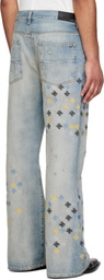 AMIRI Blue MA Quad Embroidered Flare Jeans