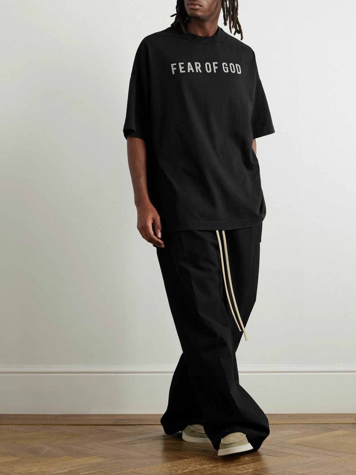 Fear of God - Oversized Logo-Print Cotton-Jersey T-Shirt - Black