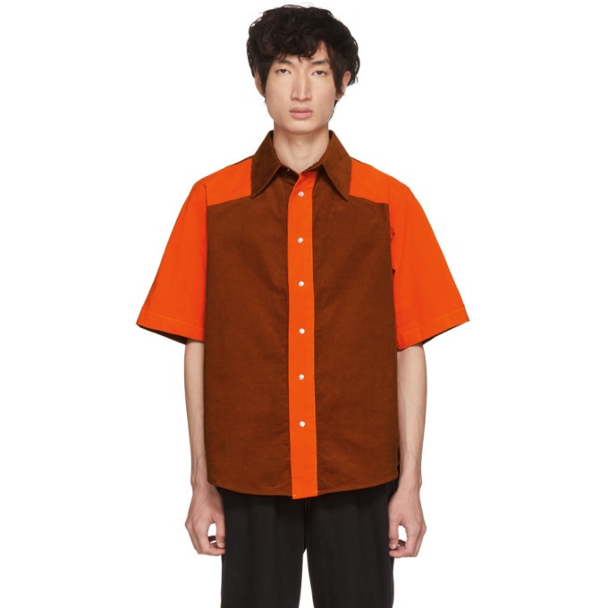 Photo: St-Henri SSENSE Exclusive Orange and Tan Corduroy Shirt