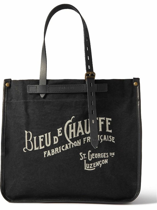 Photo: Bleu de Chauffe - Bazar Logo-Print Leather-Trimmed Cotton-Canvas Tote Bag