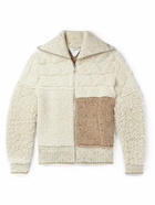 Bottega Veneta - Patchwork Wool Zip-Up Cardigan - Neutrals