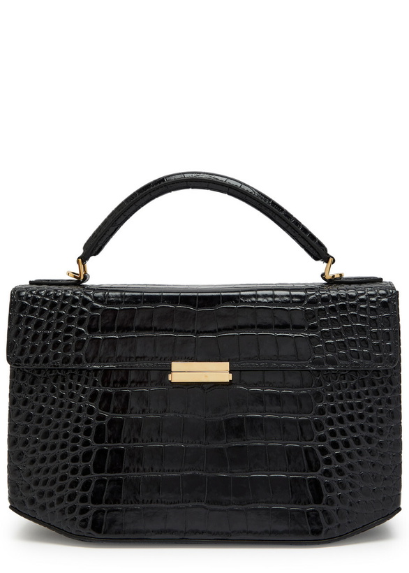 Photo: Toteme Crocodile-effect Leather top Handle bag - Black - One Size