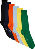 Paul Smith Six-Pack Multicolor Ribbed Socks