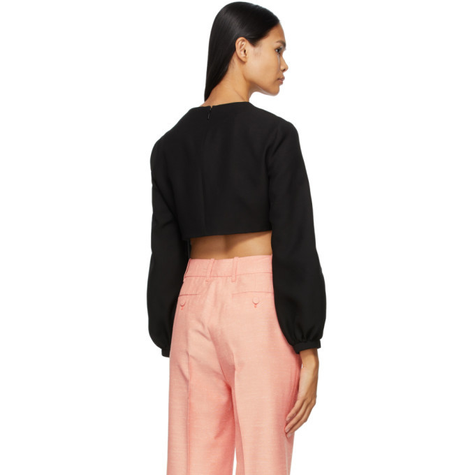 Gucci Black Crepe Cropped V-Neck Blouse – BlackSkinny