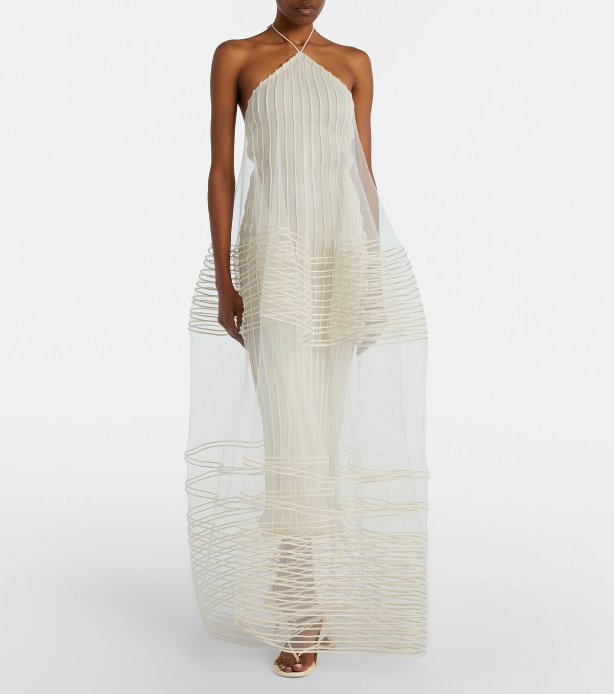 Jacquemus Epi halterneck tulle maxi dress