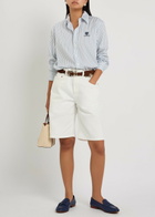Polo Ralph Lauren Striped Embroidered Cotton Shirt White