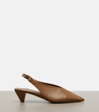Loewe Origami leather slingback pumps