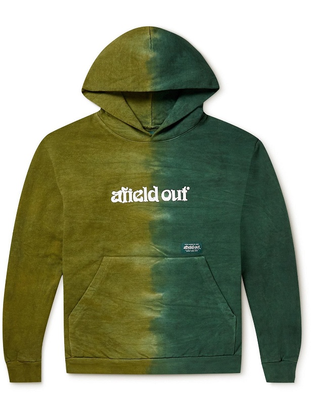 Photo: Afield Out® - Duotone Logo-Print Tie-Dyed Cotton-Jersey Hoodie - Green
