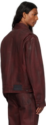 LGN Louis Gabriel Nouchi Burgundy Gloss Coated Workwear Denim Jacket