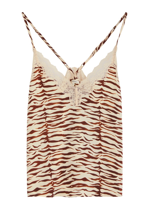 Photo: Love Stories Pip Zebra-print Silk-satin Camisole Cream