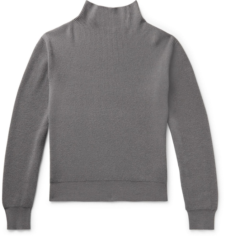 Photo: The Row - Daniel Ribbed Cashmere Rollneck Sweater - Gray