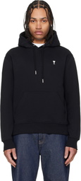 AMI Paris Black Cotton Contrasted Ami de Coeur Hoodie