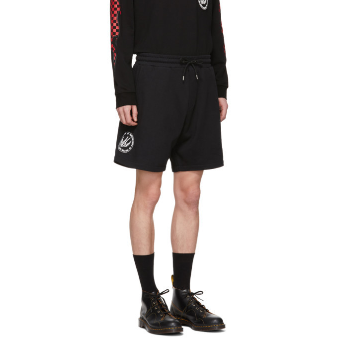 McQ Alexander McQueen Black Racing Swallow Shrunken Shorts