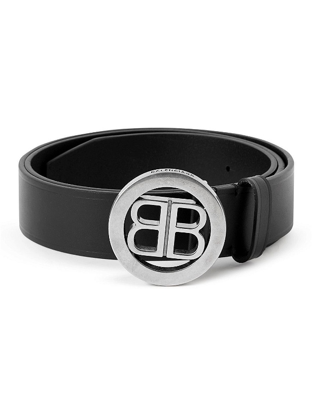 Photo: Balenciaga - 4cm Leather and Silver-Tone Belt - Black