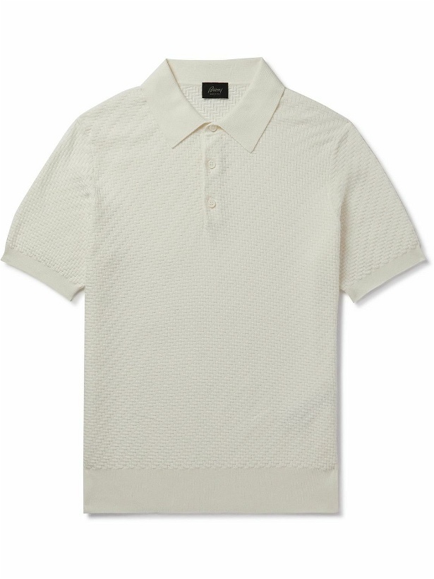 Photo: Brioni - Cotton, Cashmere and Silk-Blend Polo Shirt - Neutrals