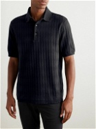 Mr P. - Golf Checked Organic Cotton-Jacquard Polo Shirt - Gray