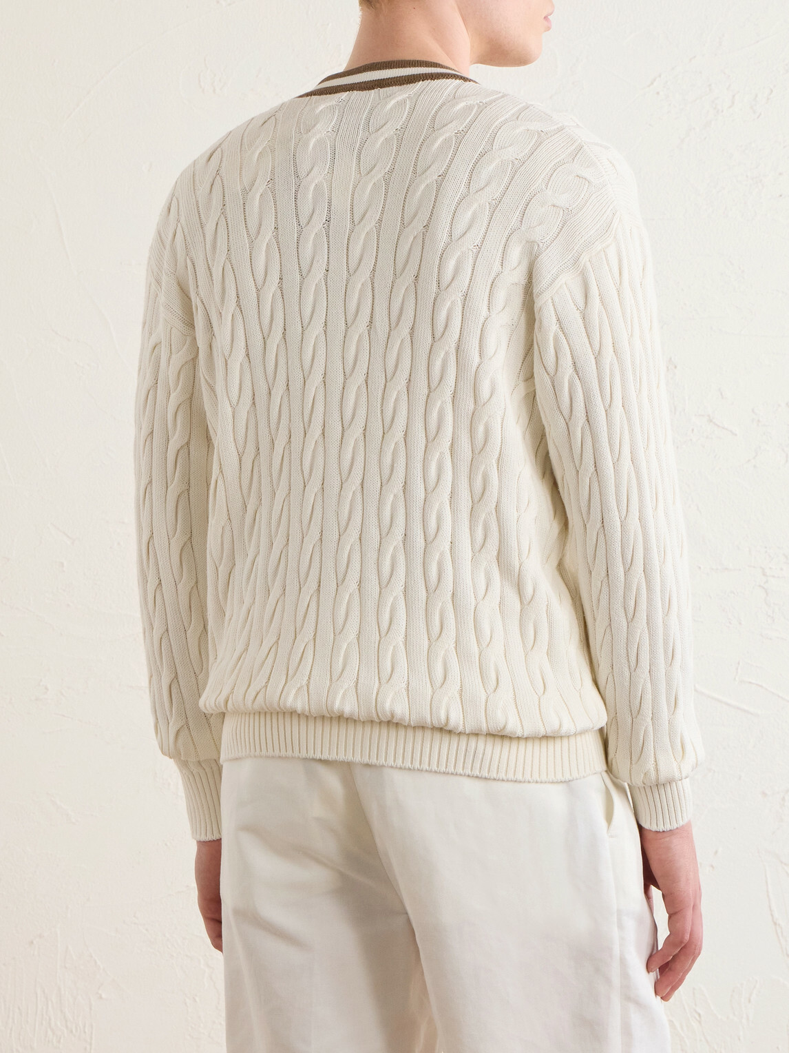 Ralph Lauren Purple label - Wimbledon Capsule Cotton and Silk Cardigan - Neutrals