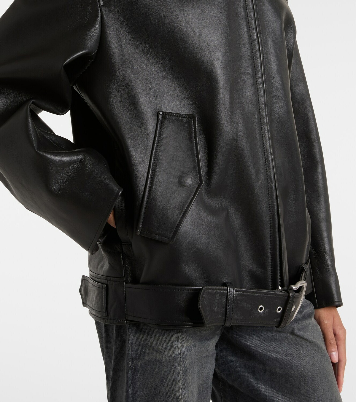 Acne Studios Oversized leather biker jacket