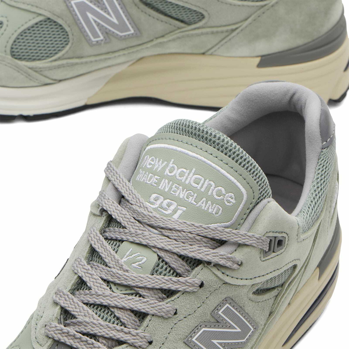 New Balance 991v2 Sneaker in Sea Grass/Silver