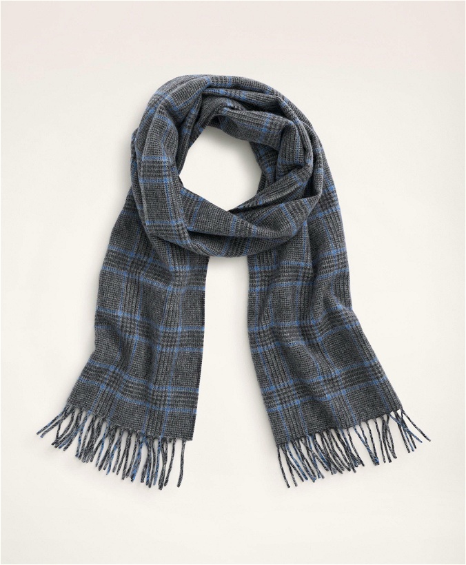 Photo: Brooks Brothers Men's Lambswool Fringed Scarf | Grey/Blue