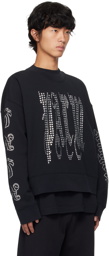 Palm Angels Black Gothic Logo Studded Sweatshirt