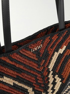 LOEWE - Paula's Ibiza Puzzle Fold Tiger-Print Leather-Trimmed Raffia Tote Bag