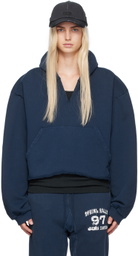 GREG ROSS SSENSE Exclusive Navy V-Neck Hoodie