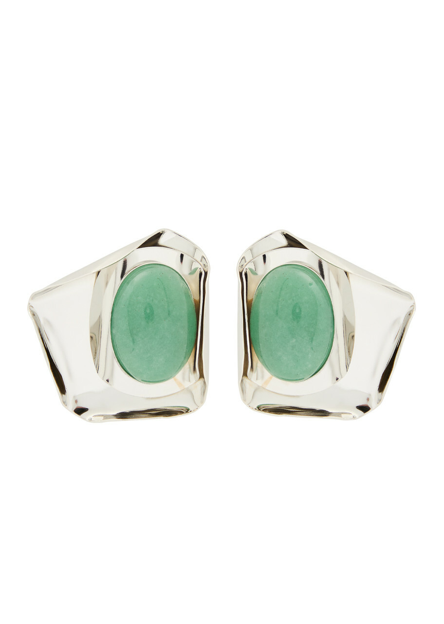 Jennifer Behr Kendall Rhodium-plated Drop Earrings - Dark Green - One Size