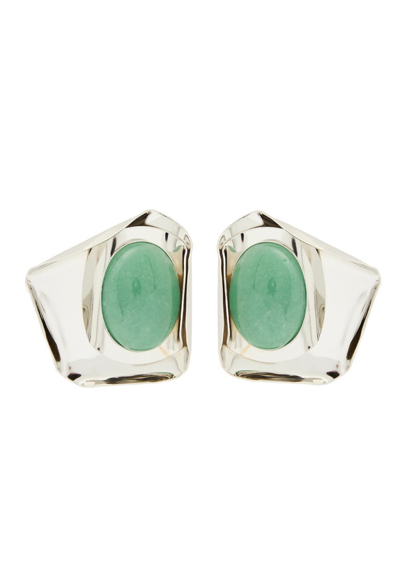 Photo: Jennifer Behr Kendall Rhodium-plated Drop Earrings - Dark Green - One Size