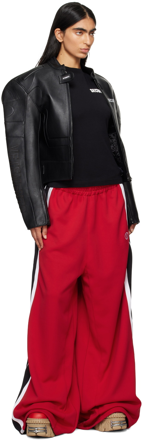 VETEMENTS Black Securite Motorcross Leather Jacket