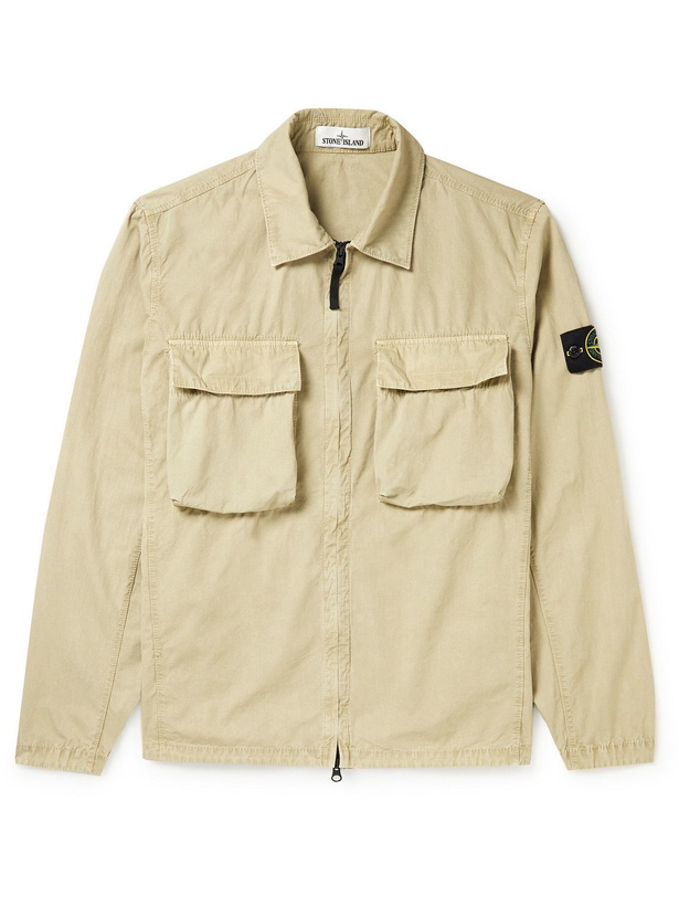 Photo: Stone Island - Logo-Appliquéd Brushed Cotton-Canvas Jacket - Neutrals