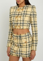 Balmain Checked Tweed Cropped Jacket Multicoloured