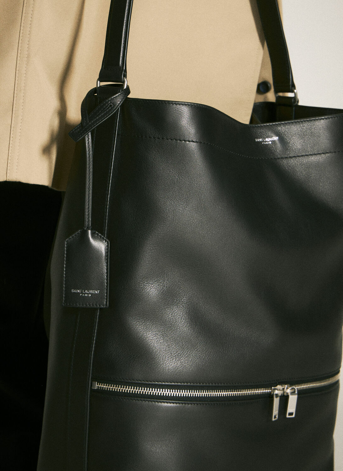 Saint Laurent Leather Hobo Tote Bag