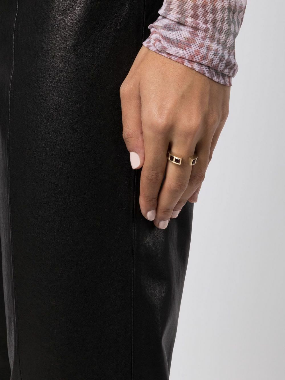 Tom Wood Gold-Tone Gate Square Garnet Ring