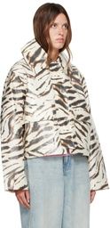 GANNI Beige Laminated Zebra Jacket