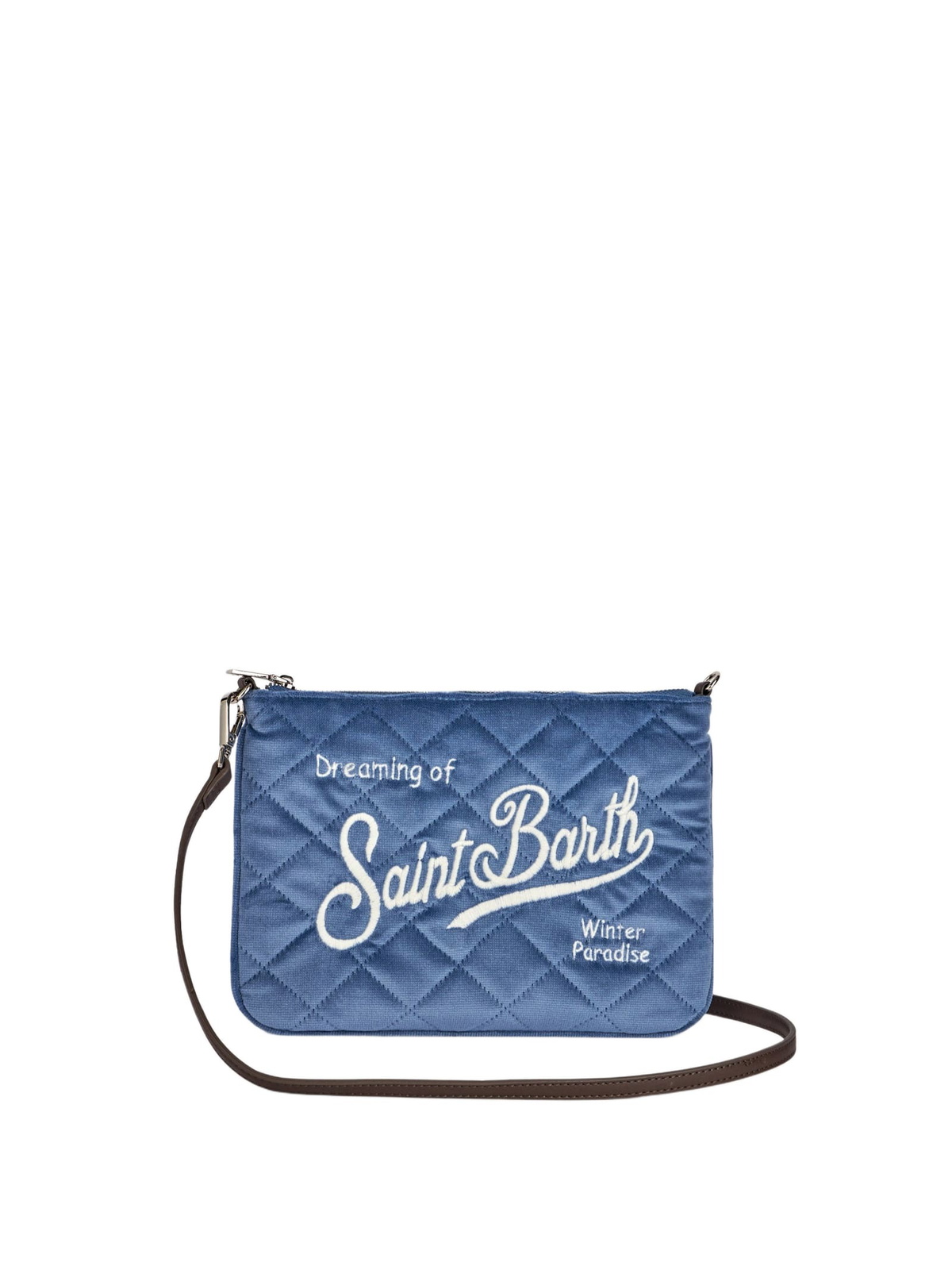 MC2 Saint Barth Light Blue Velvet Quilt Cross-body Pouch Bag Parisienne