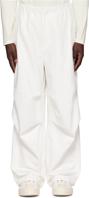 Photo: Jil Sander White Drawstring Denim Trousers